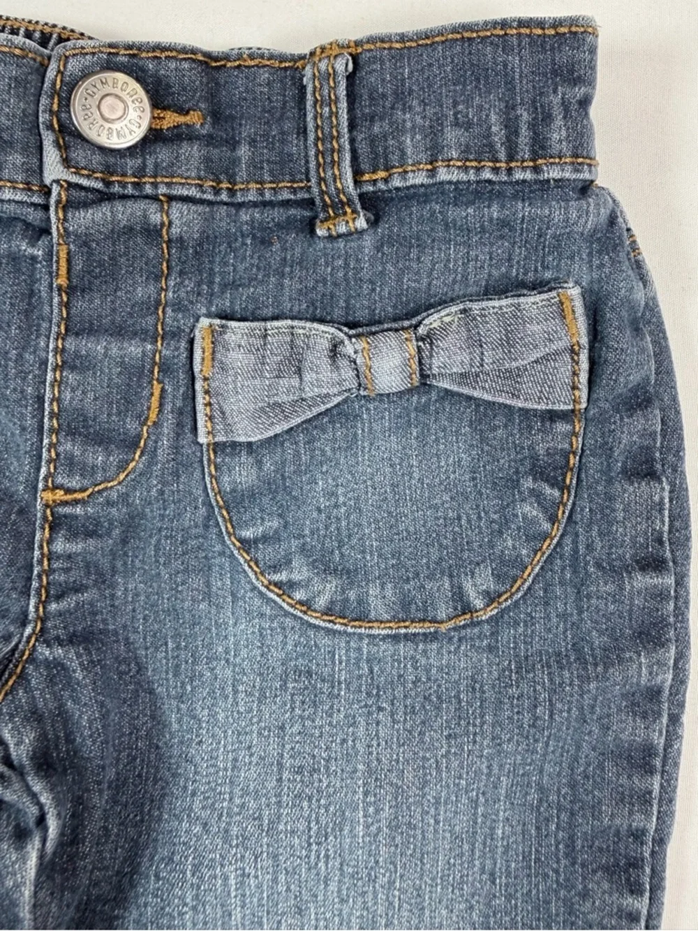 GYMBOREE Girls Bow Pocket Jeans 2T Denim Straight Leg Cute Classic Cottagecore‎